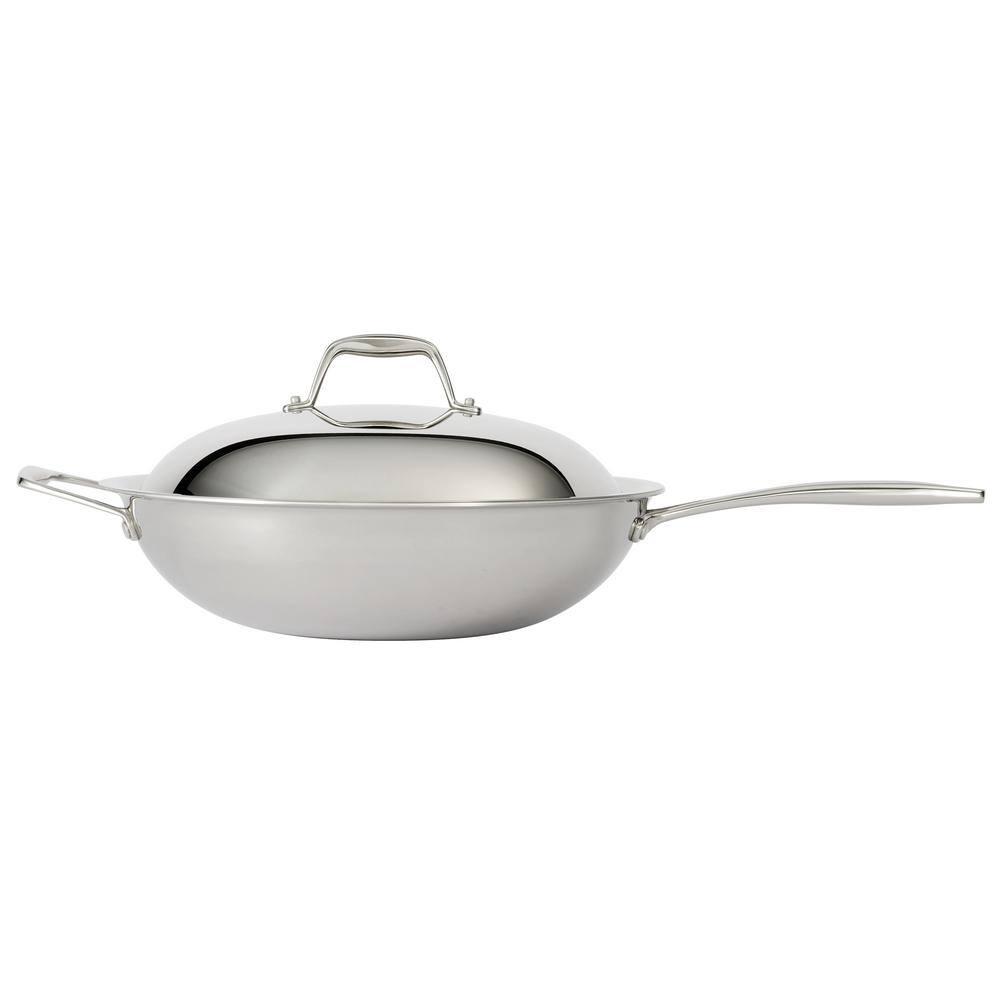 12-Inch Stainless Steel Tri-Ply Clad Wok with Lid