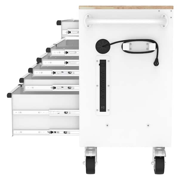 Modular Tool Storage 52 in. W White Mobile Workbench Cabinet