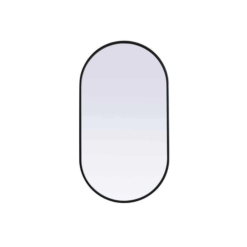 Black Oval Metal Frame Wall Mirror with MDF Backing