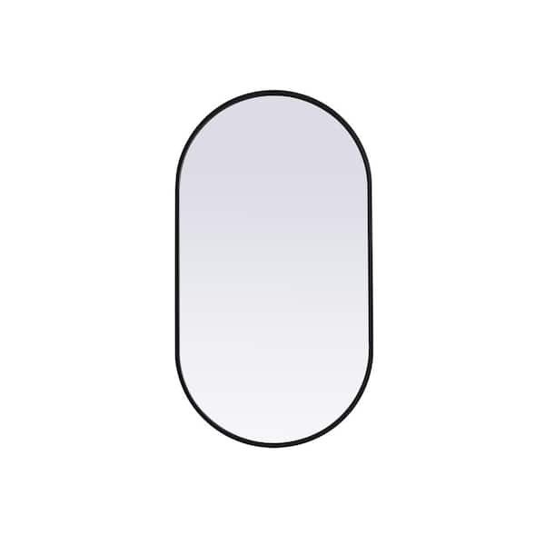 Unbranded Simply Living 20 in. W x 36 in. H Oval Metal Framed Black Mirror