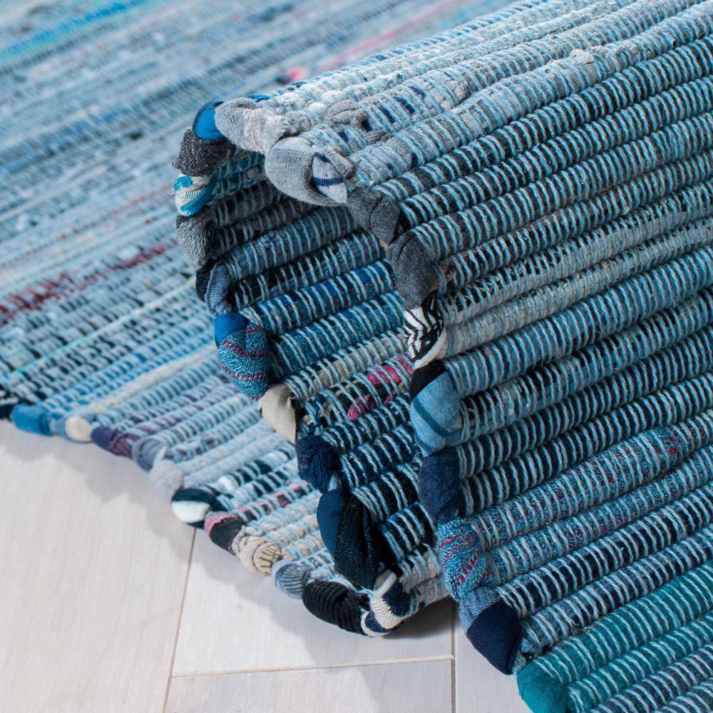 Coastal Charm Blue & Multi Handwoven Cotton Rag Rug - 5' x 8'