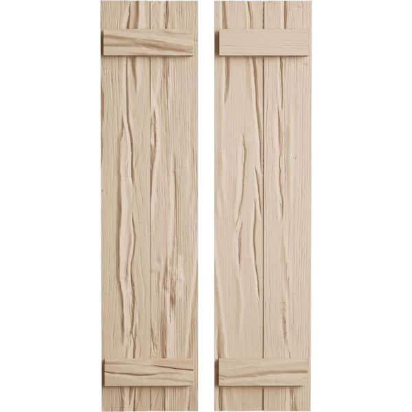 Ekena Millwork 11 in. x 52 in. Timberthane Polyurethane 2-Board Joined Board-n-Batten Riverwood Faux Wood Shutters Pair