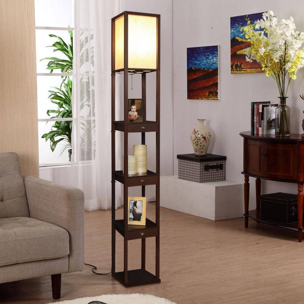 Kids' Energy Star White LED Shelf Floor Lamp with Drawer