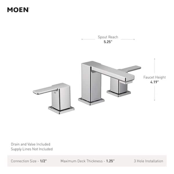 90 Degree Matte Black Two-Handle Widespread Modern Bathroom Faucet, Valve Included