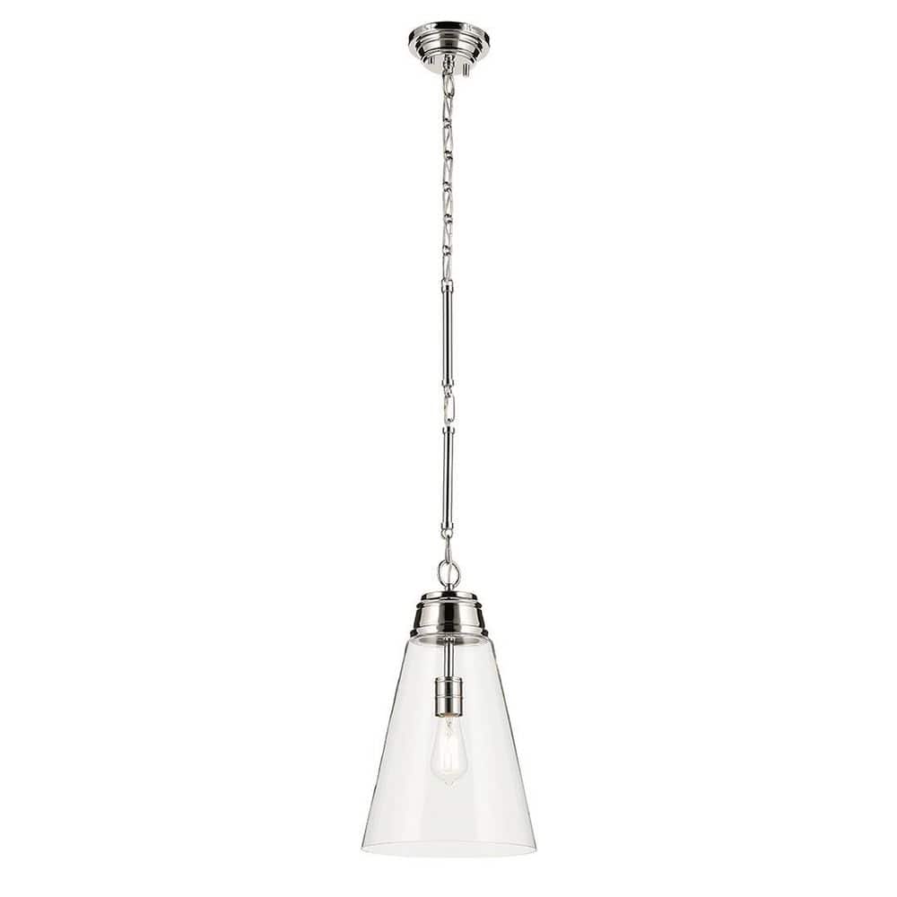 Marsailli 19 in. 1-Light Medium Pendant with Clear Glass in Brushed Nickel price history on PriceWatchPro