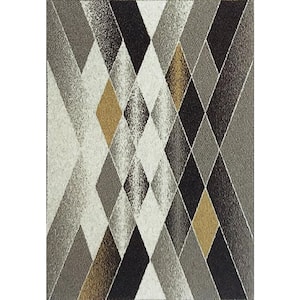Silvia Ivory Gold 2 ft. x 3 ft. 11 in. Geometric Polypropylene Area Rug