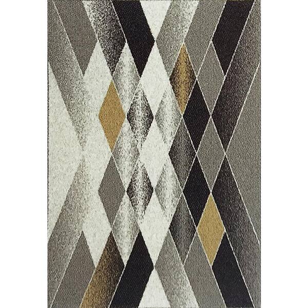 Dynamic Rugs Silvia Ivory Gold 6 ft. 7 in. x 9 ft. 6 in. Geometric Polypropylene Area Rug