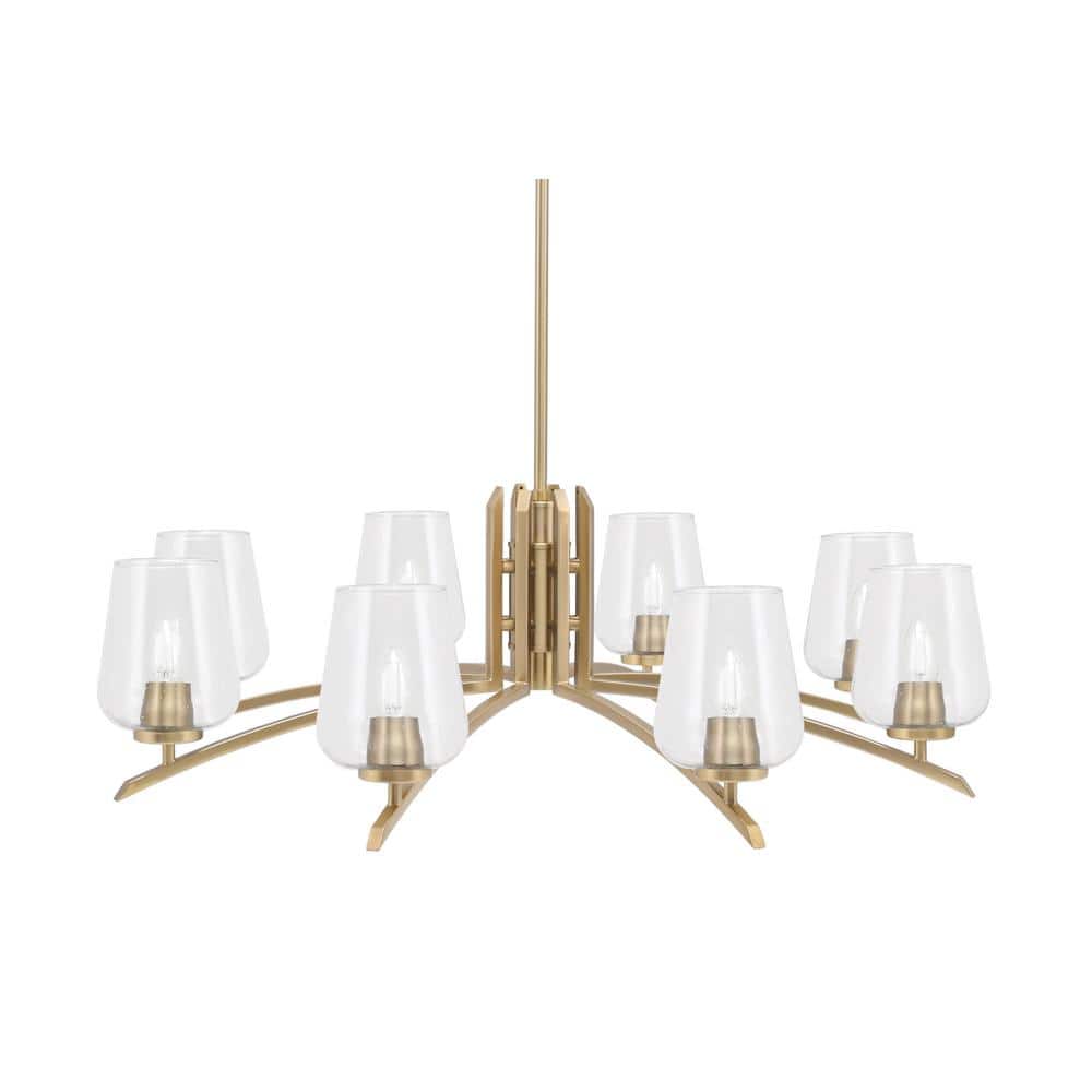 Siena 35 in. 8-Light New Age Brass Chandelier with 5 in. Clear Bubble Glass