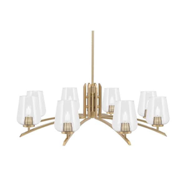 Unbranded Siena 35 in. 8-Light New Age Brass Chandelier with 5 in. Clear Bubble Glass Shades, no bulbs included