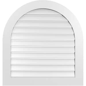 34 in. x 36 in. Round Top Surface Mount PVC Gable Vent: Functional with Standard Frame
