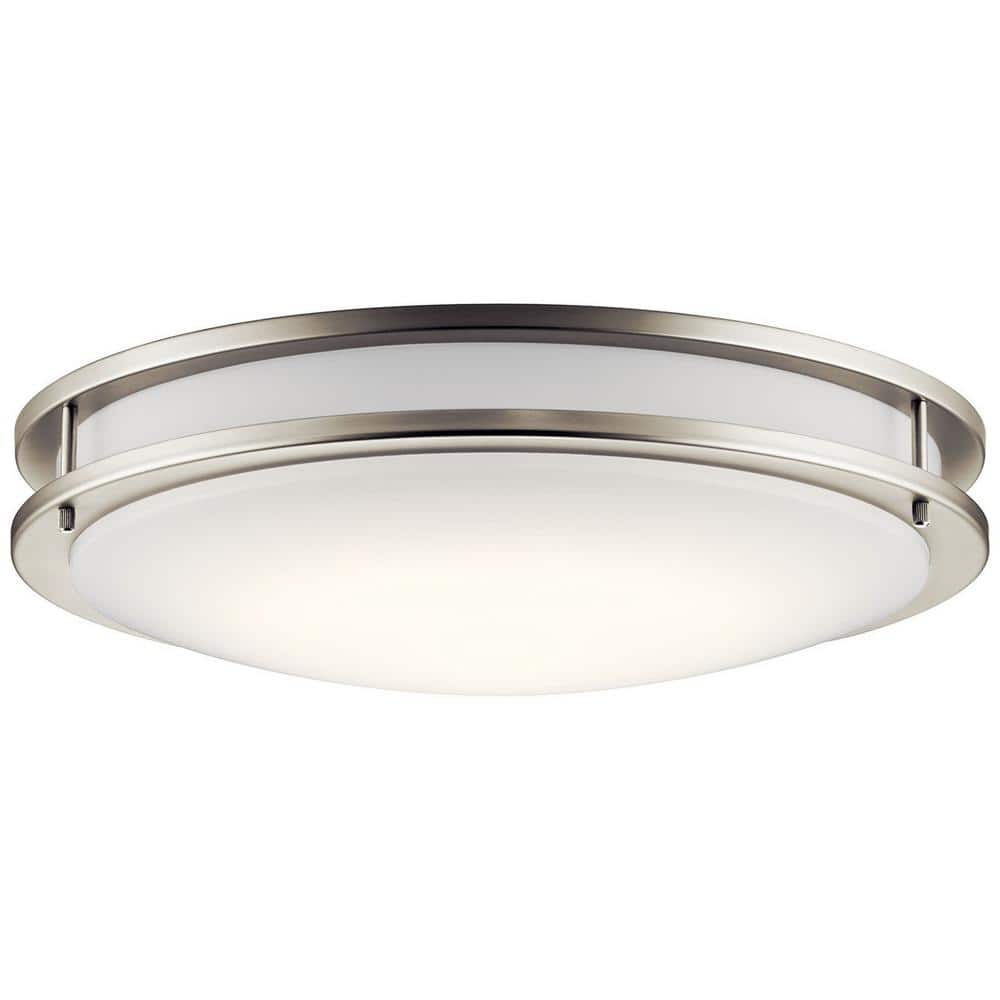 Avon 24" Brushed Nickel LED Flush Mount Ceiling Light with White Acrylic Shade