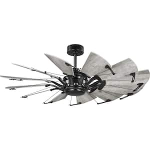 Springer Collection 52 in. 12-Blade Black Rusted Charcoal Blades DC Motor Farmhouse Windmill Ceiling Fan with Remote