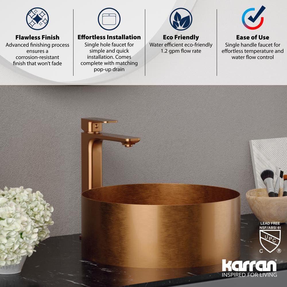 Venda Brushed Copper Single-Handle Vessel Bathroom Faucet