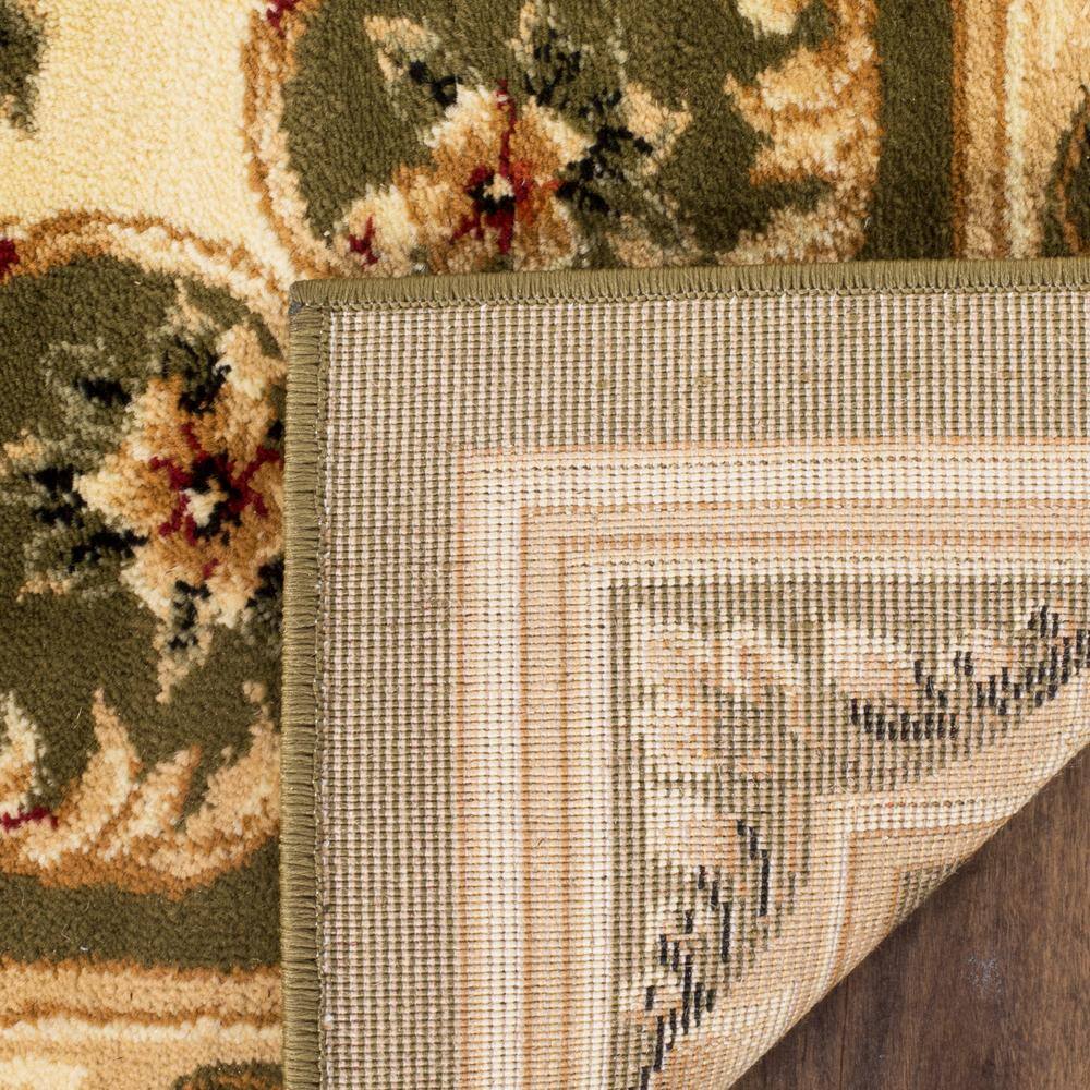 Sage and Ivory Floral Hand-Knotted Rectangular Area Rug