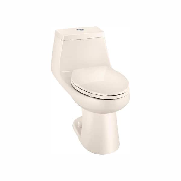 Glacier Bay McClure 12 in. Rough In 1-Piece 1.0/1.28 GPF Dual Flush Elongated Toilet in Bone, Seat Included