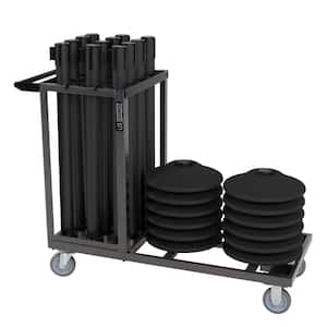 US Weight Statesman Stanchion Cart Kit and 12 Black Steel Stanchions and Cart