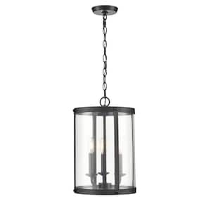 Aydenn 180-Watt 3-Light Matte Black Pendant-Light Clear Shade