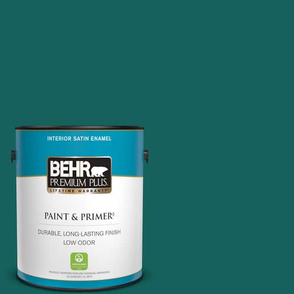 BEHR PREMIUM PLUS 1 gal. #S-H-490 Billiard Table Satin Enamel Low Odor Interior Paint & Primer