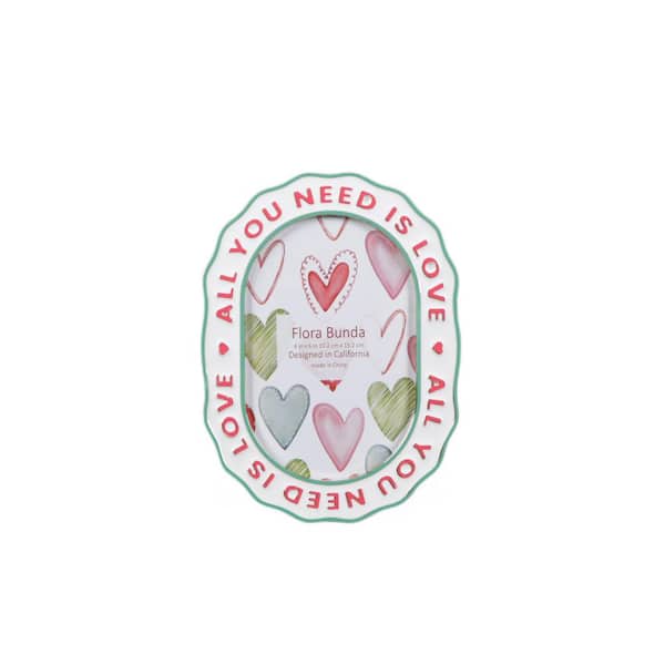 Flora Bunda Frame 4 x 6 Green Alloy All You Need Is Love Picture Frame