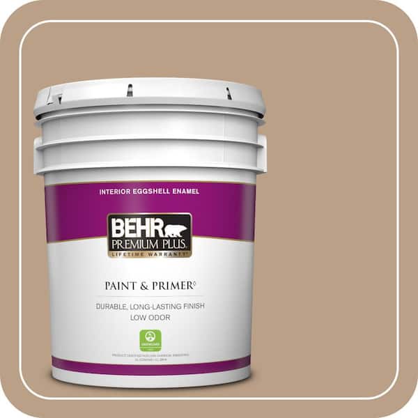 BEHR PREMIUM PLUS 5 gal. #ICC-52 Cup of Cocoa Eggshell Enamel Low Odor Interior Paint & Primer