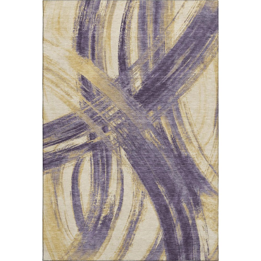 Mayfield Premium Machine Washable Abstract AMF2421 Plum 3 ft. x 5 ft. Area Rug price history on PriceWatchPro