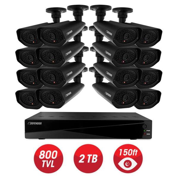 Defender Connected 16-Channel 960H 2TB Surveillance System with (16) 800TVL Camera