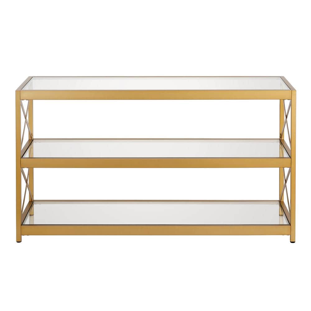 Hutton 48" Brass and Glass Rectangular TV Stand