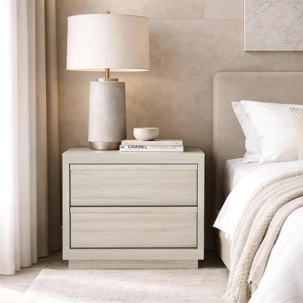 Manhattan Comfort Navis Contemporary Whitewashed Oak 2-Drawer 26