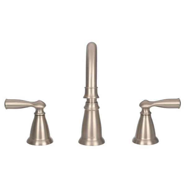 Banbury 8 in. Widespread Double Handle High-Arc Bathroom Faucet in Spot Resist Brushed Nickel (Valve Included)