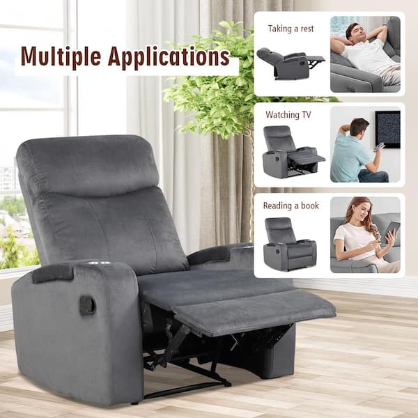 recliner with storage and cup holder