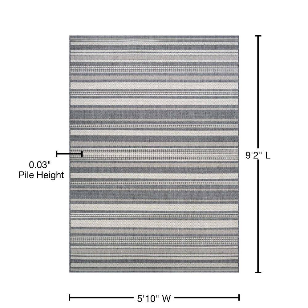 Champagne Grey Flat Woven Synthetic Rectangular Area Rug 6' x 9'