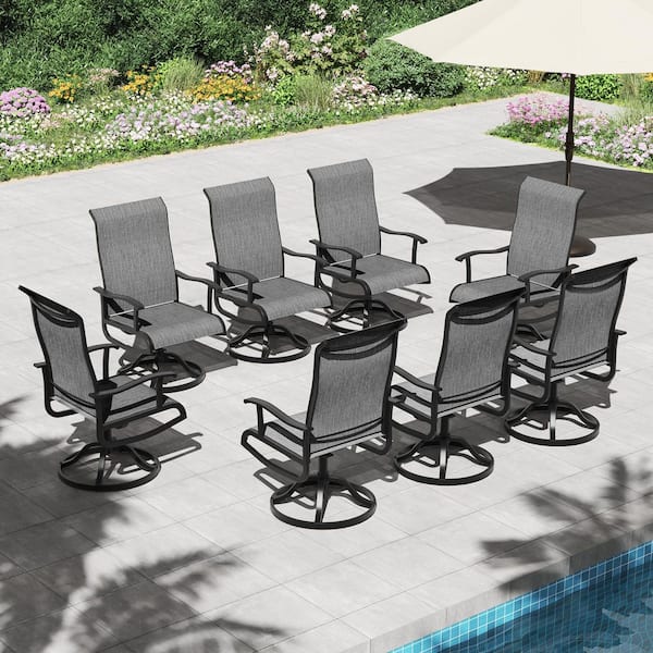 Outdoor Swivel Patio Dining Chairs Set of 8, All Weather Patio Textilene Chair High Back Outdoor Swivel Rocker Set