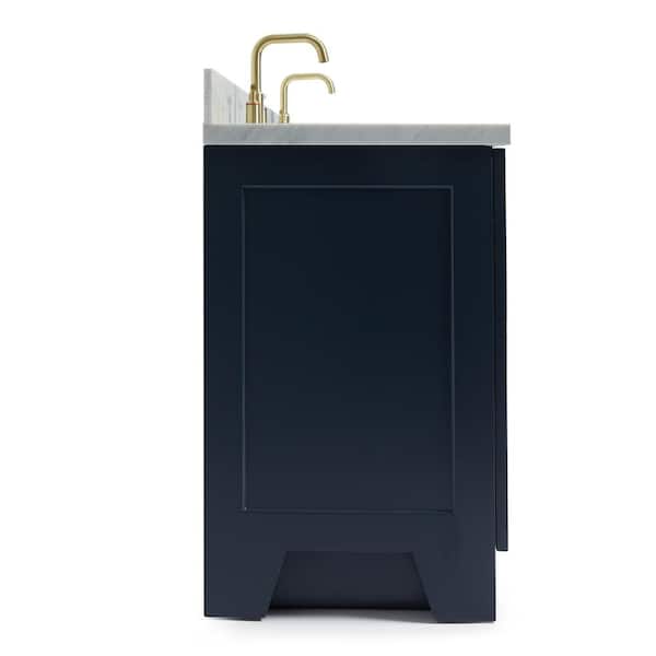 ARIEL Taylor 73 in. W x 22 in. D x 36 in. H Bath Vanity in Midnight Blue with Carrara White Marble Top