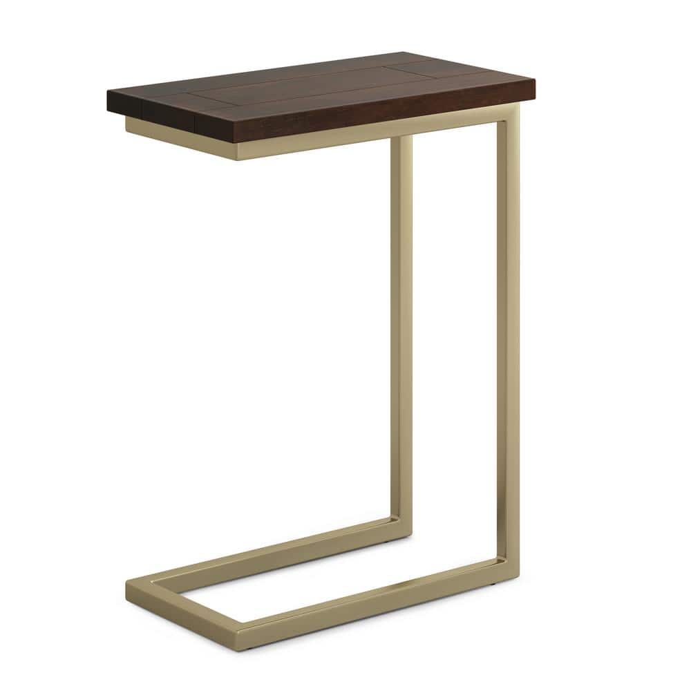 Skyler Medium Brown Mango Wood and Gold Metal C Side Table