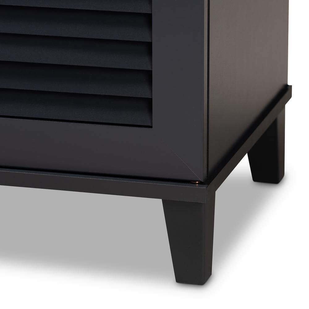 Espresso Wood 3-Door Shoe Storage Cabinet