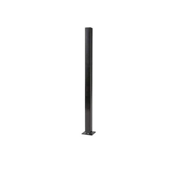 Unbranded 2 in. x 2 in. x 3 ft. Black Metal Fence Post with Flange and Post Cap