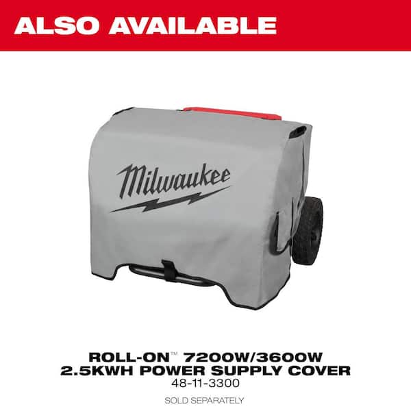 Milwaukee - ROLL-ON 3600-Watt Output/7200-Watt Peak 2.5kWh Lithium-Ion Battery Powered Push Start Power Station Battery Generator