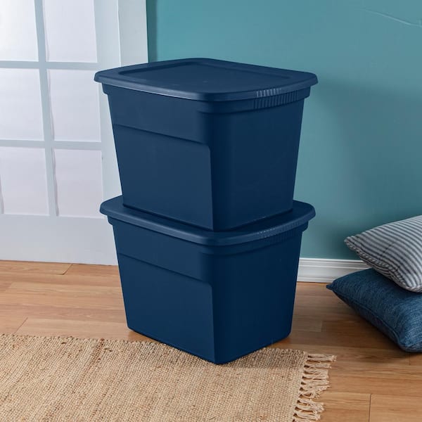 Sterilite 18 Gal Storage Tote, Stackable Bin with Lid, Plastic Container to  Organize Clothes in Closet, Basement, Crisp Green Base and Lid, 8-Pack