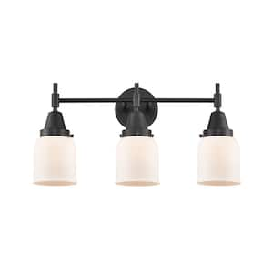 Caden 23 in. Matte Black, Matte White Vanity Light with White Glass Shade