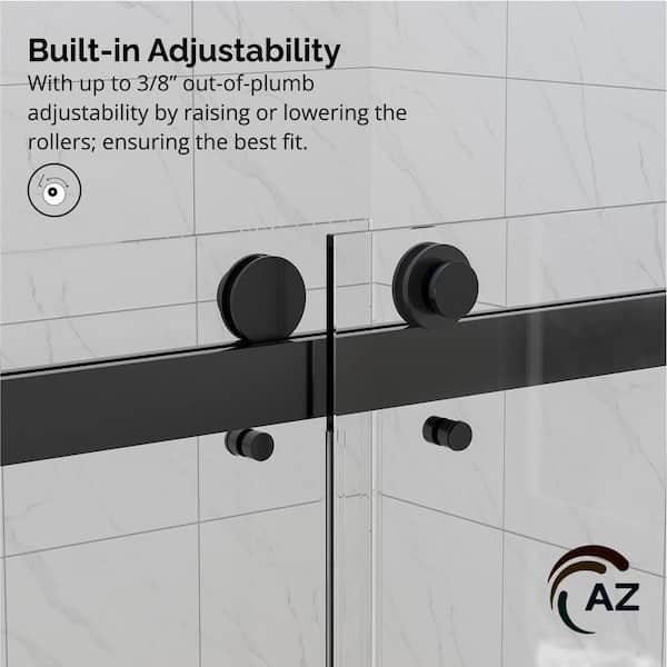 sola AZUPIN Sola 56-60 in. W x 84 in. H Double Sliding Frameless Shower
