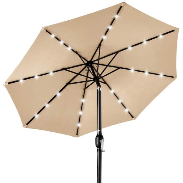 Best Choice Products 10 ft. Market Solar LED Lighted Tilt Patio Umbrella with UV-Resistant Fabric in Sand