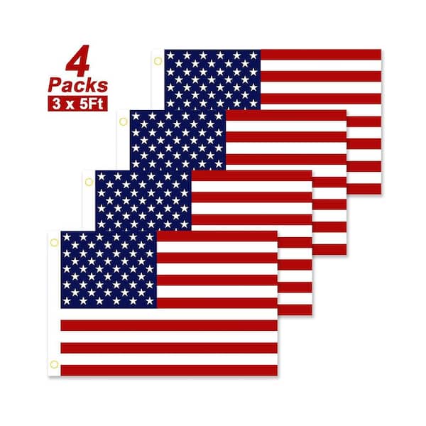 Misopily 4 Pcs 3 ft. x 5 ft. Vivid Color Polyester 2-Sided American USA Flag