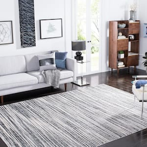 Lagoon Grey/Ivory 9 ft. x 12 ft. Striped Gradient Area Rug