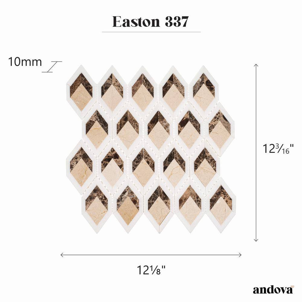 Easton Brown Diamond Patterned Marble Mosaic Tile