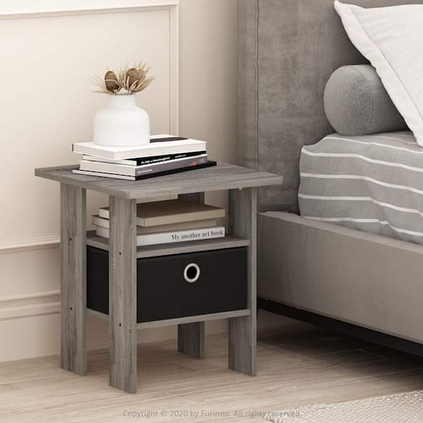 HOME IMPORTS EMPORIUM 16 in. Gray Finish Rectangle Wood End Table