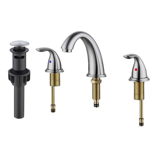Fapully 8 in. Widespread 2-Handles Bathroom Faucet, Modern Vanity Faucet Supply Hose in Brushed Nickel