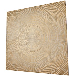 12 in. x 36 in. Wood Gold Handmade Intricately Carved Radial Geometric Wall Decor