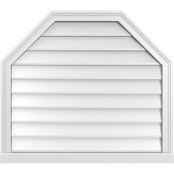 Ekena Millwork 34" x 30" Octagonal Top Surface Mount PVC Gable Vent: Non-Functional with Brickmould Sill Frame