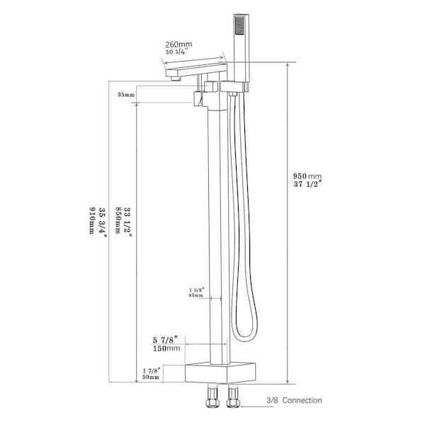 Single-Handle Freestanding Bathtub Faucet with Hand Shower Head in Oil Rubbed Bronze