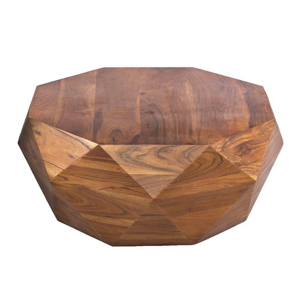 THE URBAN PORT Bon 33 in. Dark Brown Other Acacia Wood Coffee Table With Smooth Top